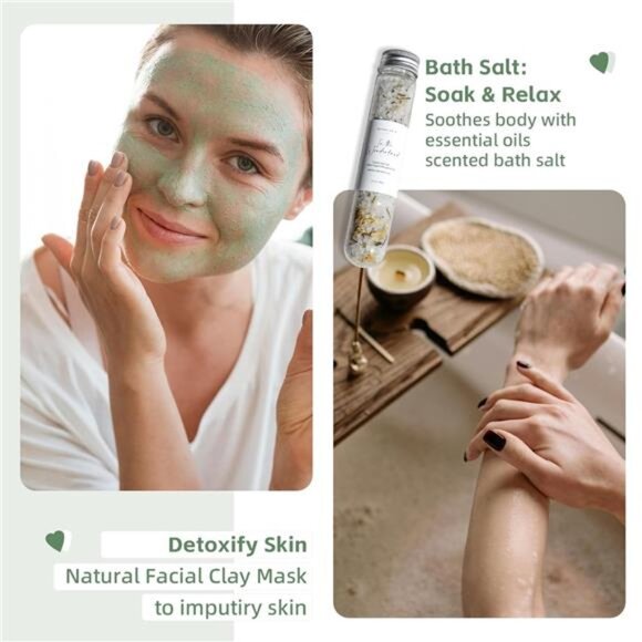 Natural Amor Christmas Spa Gifts for Women and Men,6 pcs Self Care Box - Picture 2 of 7